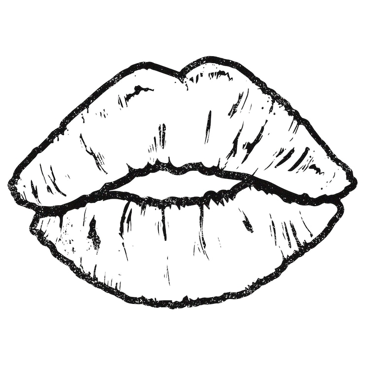 Foto dibujo de labios pegatina png boca fondo transparente