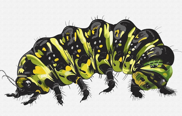 un dibujo de un lagarto con marcas amarillas y verdes