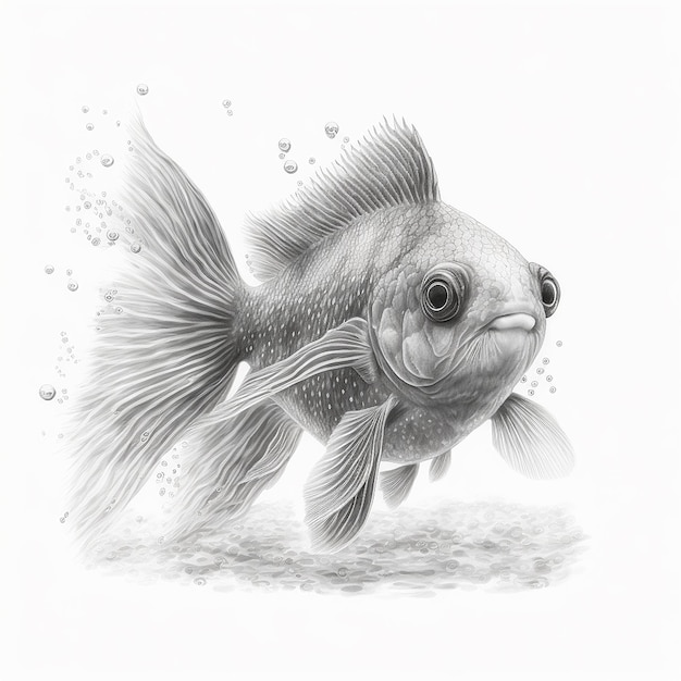 Dibujo a lápiz arte lindo dibujo de peces de acuario Generado por IA