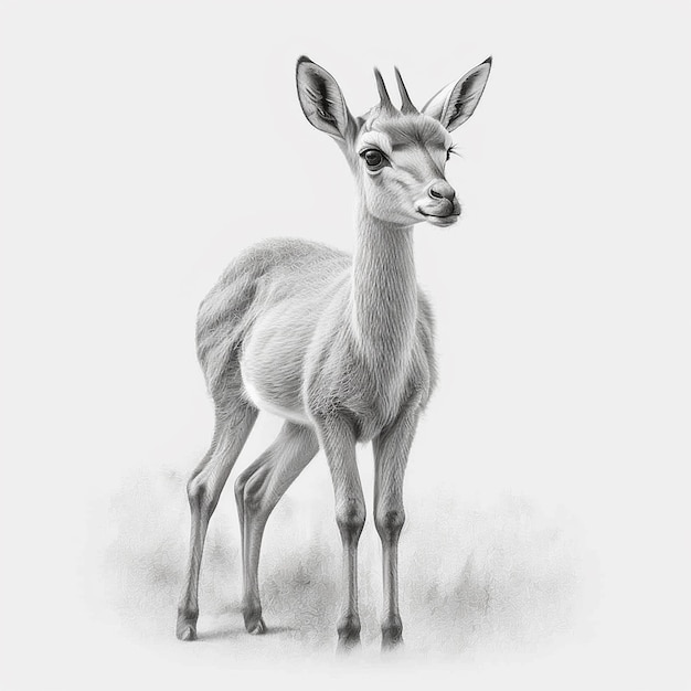 Dibujo a lápiz boceto lindo antílope animal Generado por AI