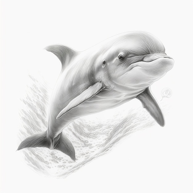 Foto dibujo a lápiz lindo arte delfín pez dibujo generado por ia