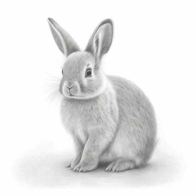 Dibujo a lápiz lindo conejo animal dibujo arte Generado por AI