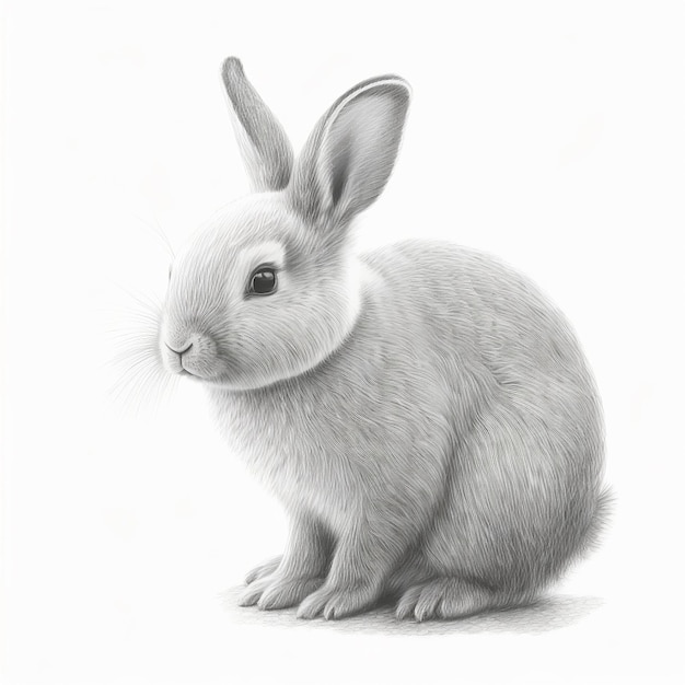 Dibujo a lápiz lindo conejo animal dibujo arte Generado por AI