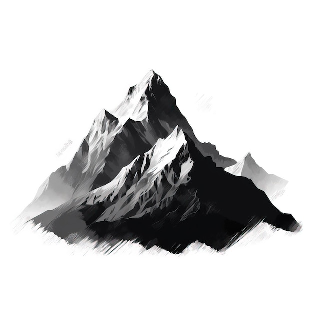 Dibujo a lápiz de montañas ilustración simple de ai generado Dibujo a lápiz de montañas simple