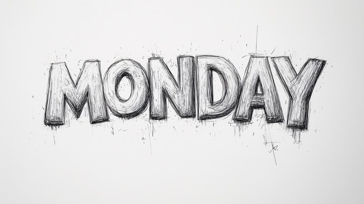 Foto dibujo a lápiz de la palabra lunes