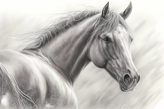 Dibujo a lápiz realista de un caballo sobre papel