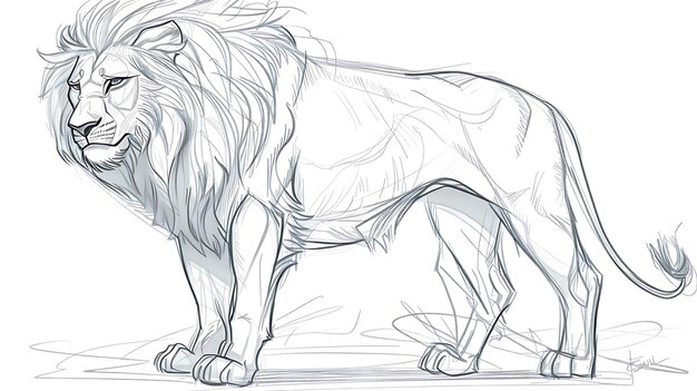 Foto un dibujo de un león con un fondo blanco