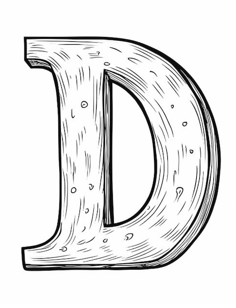 Foto un dibujo de una letra d con una superficie de madera generativa ai
