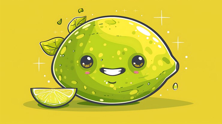 Foto un dibujo de una lima con una sonrisa en él