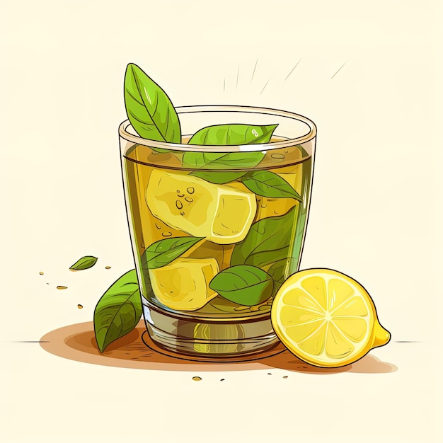 un dibujo de limonada y limones con una cuña de limón