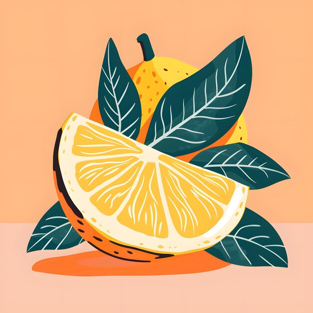 un dibujo de limones y hojas con las palabras limones en él