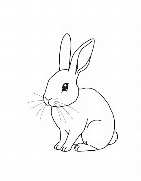 Dibujo en línea de un conejo en estilo minimalista