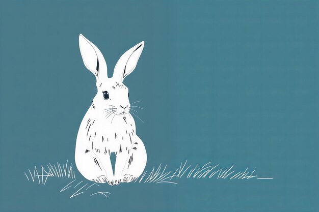 Dibujo en línea de un conejo en estilo minimalista