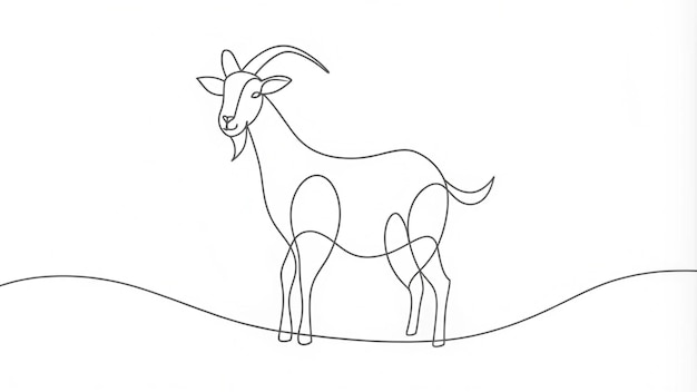 Dibujo de línea continua de una cabra Esbozo simple y elegante de un animal