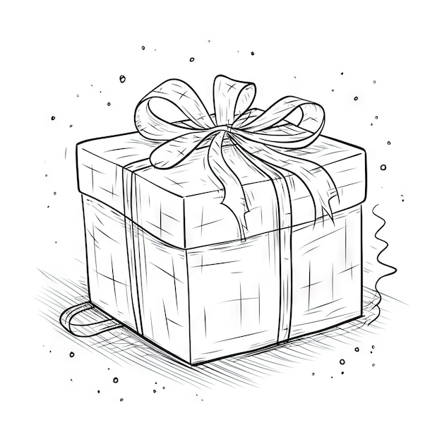 Dibujo de línea continua de caja de regalo con cinta y lazo