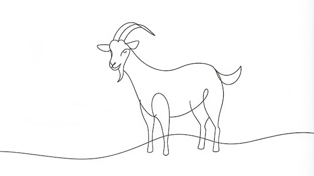 Dibujo de línea continua de una obra de arte minimalista de cabra para proyectos de impresión y diseño