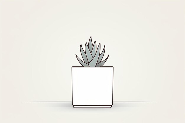 Foto dibujo de línea minimalista de un cactus en flor