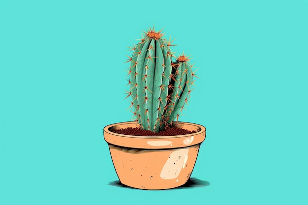 dibujo de línea minimalista de un cactus en flor