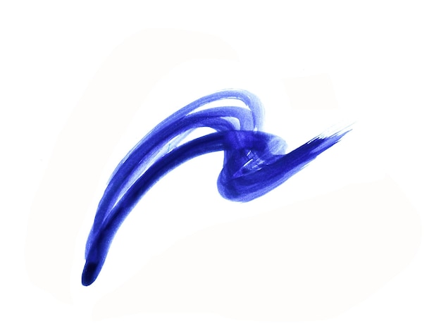 Foto dibujo de línea ondulada de acuarela azul y onda o curva de acuarela salpicada sobre fondo blanco