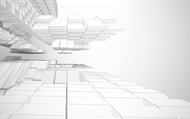 Un dibujo lineal de un edificio con un fondo blanco.