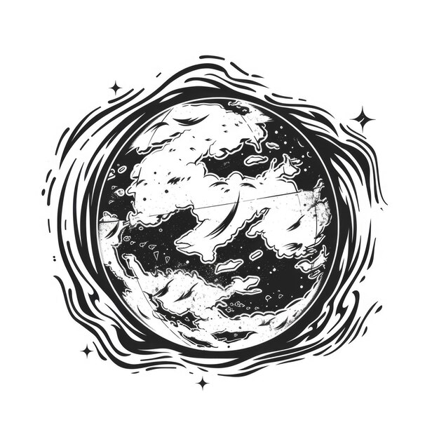 Foto un dibujo de una luna y la palabra la luna en un fondo blanco