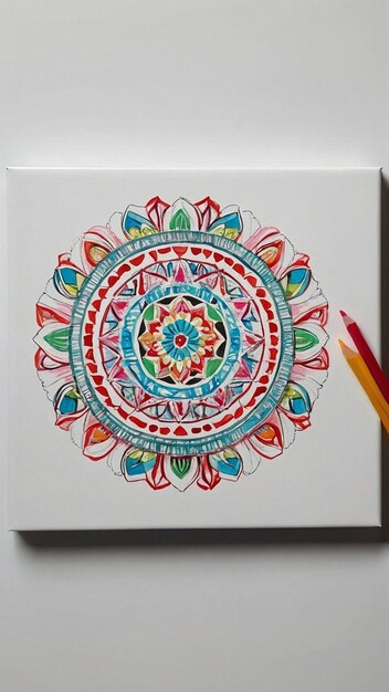 Foto un dibujo de un mandala con un lápiz rojo