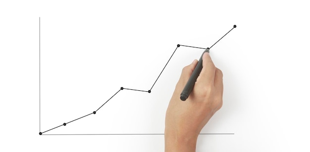 Foto dibujo a mano alzada un gráfico gráfico stock de crecimiento