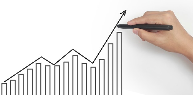 Dibujo a mano alzada un gráfico gráfico stock de crecimiento