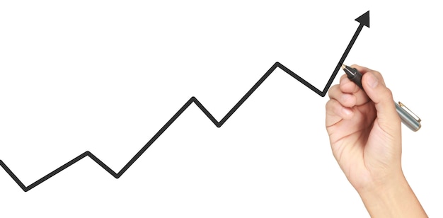 Dibujo a mano alzada, gráfico de stock de crecimiento