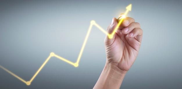 Dibujo a mano alzada, gráfico de stock de crecimiento