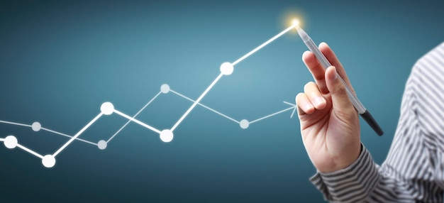 Dibujo a mano alzada, gráfico de stock de crecimiento