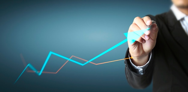 Foto dibujo a mano alzada, gráfico de stock de crecimiento