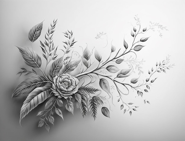 Dibujo a mano florecer diseño de arte de flores Generado por AI