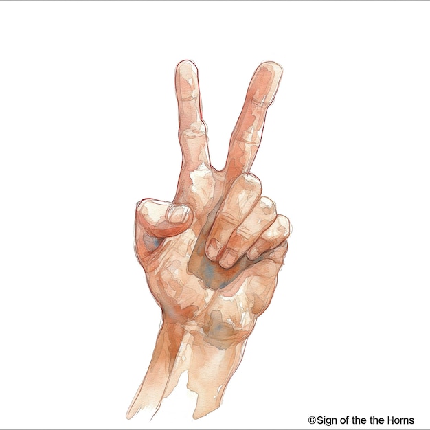 Dibujo de una mano haciendo un signo de paz Hand Stock Photos