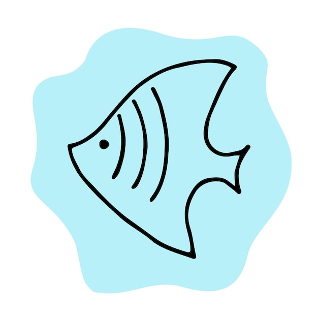 Dibujo a mano de la línea de garabatos de pescado Icono vectorial editable Ilustración sobre fondo blanco