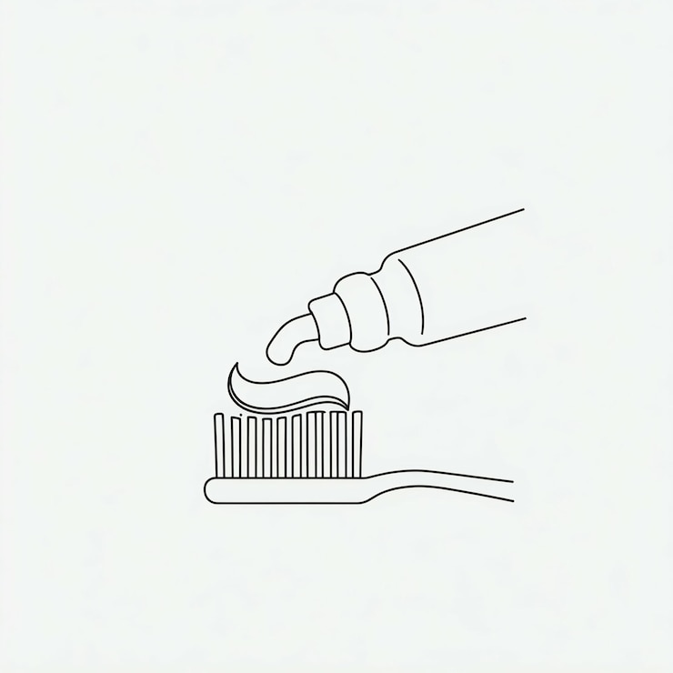 Foto un dibujo de una mano sosteniendo un cepillo de dientes