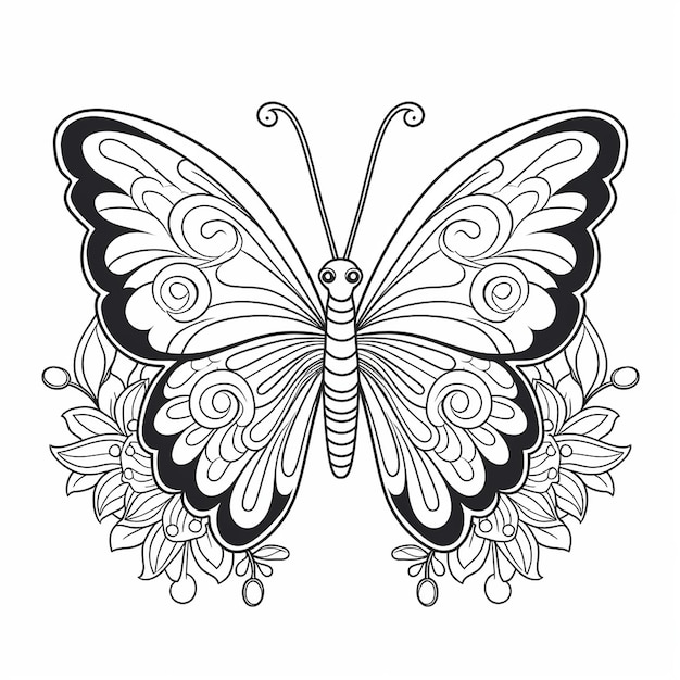 un dibujo de una mariposa con un diseño que dice mariposa.