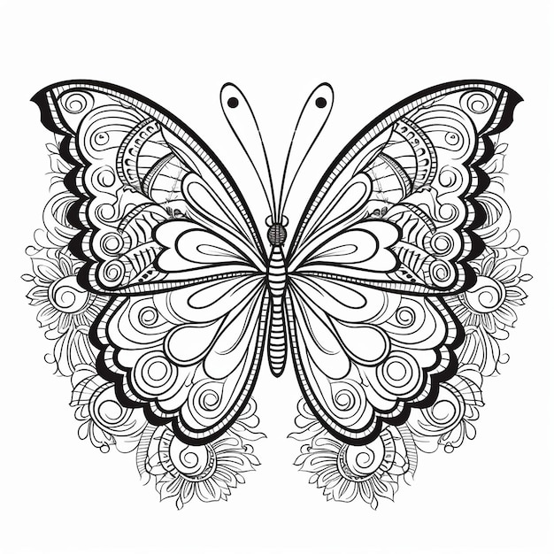 un dibujo de una mariposa con un estampado de mariposas.