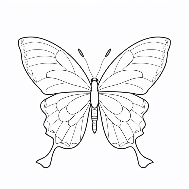 un dibujo de mariposa negra y blanca en un fondo blanco generativo ai