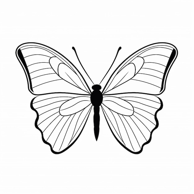 un dibujo de mariposa negra y blanca en un fondo blanco generativo ai