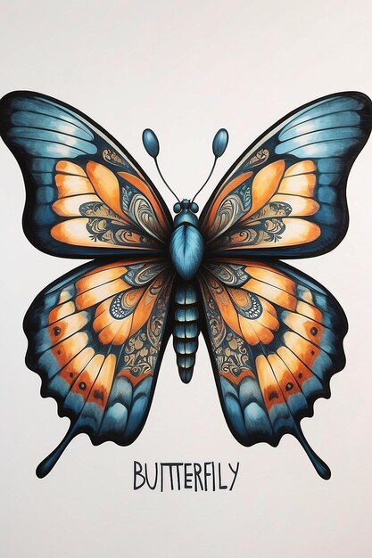 Un dibujo de una mariposa con la palabra mariposa en él