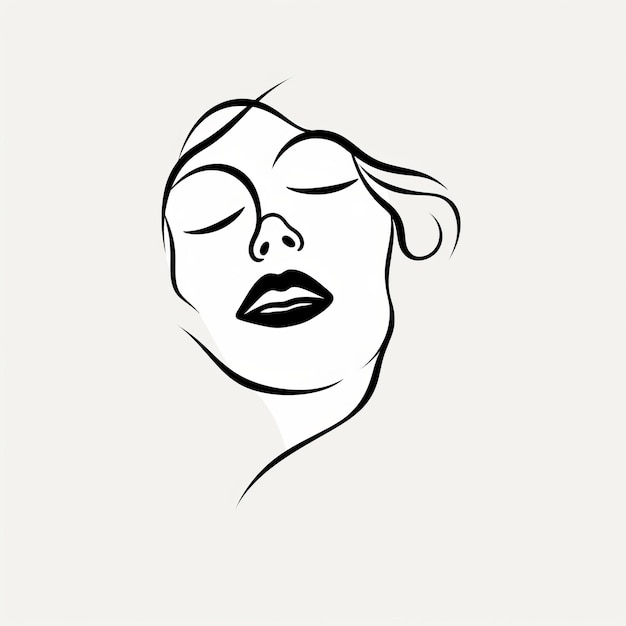 Dibujo minimalista abstracto del rostro de una mujer con los ojos cerrados