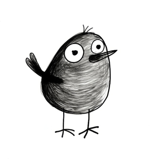Dibujo minimalista de pájaro feliz para niños Arte lineal de alta resolución