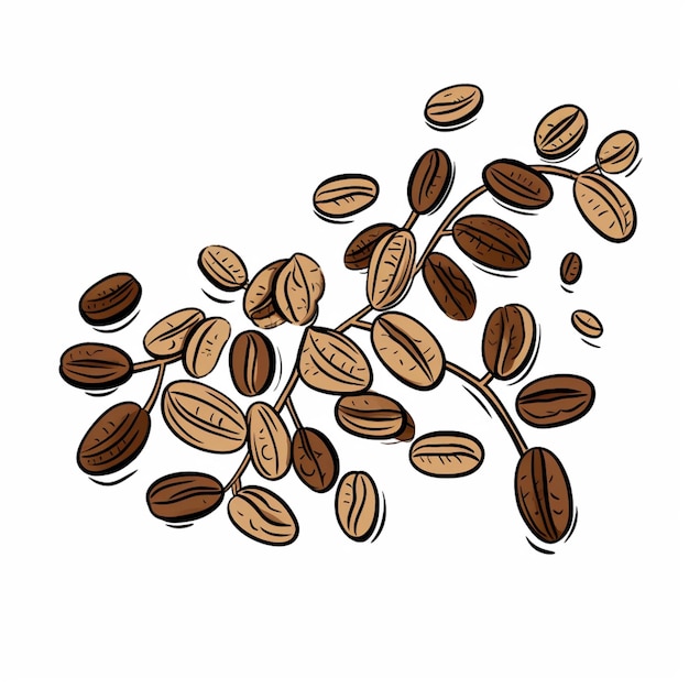 un dibujo de un montón de nueces en un fondo blanco generativo ai