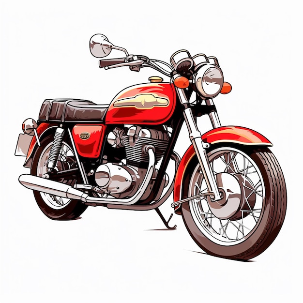 dibujo de una motocicleta roja con un asiento negro y un manillar cromado generativo ai