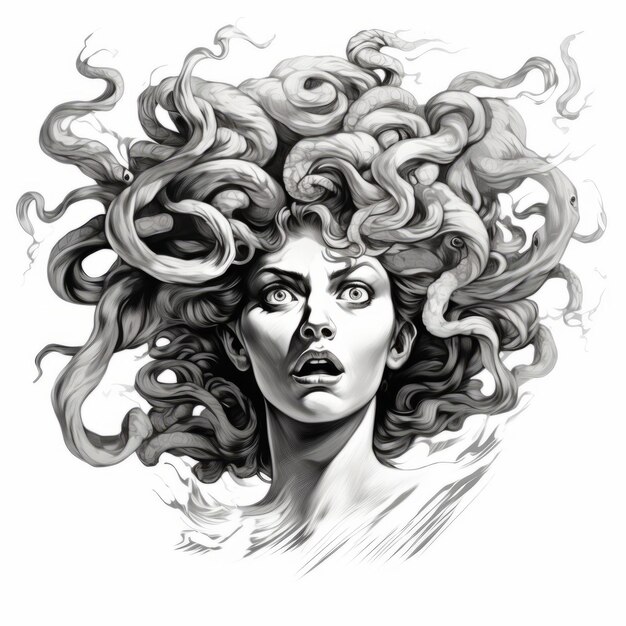 Foto un dibujo de una mujer con el cabello largo