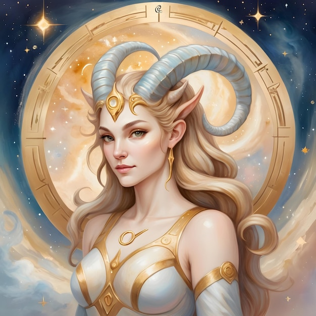 Foto un dibujo de una mujer capricornio signo zodiacal capricorno