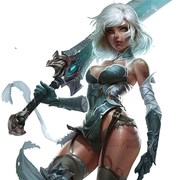 un dibujo de una mujer con una espada y un escudo