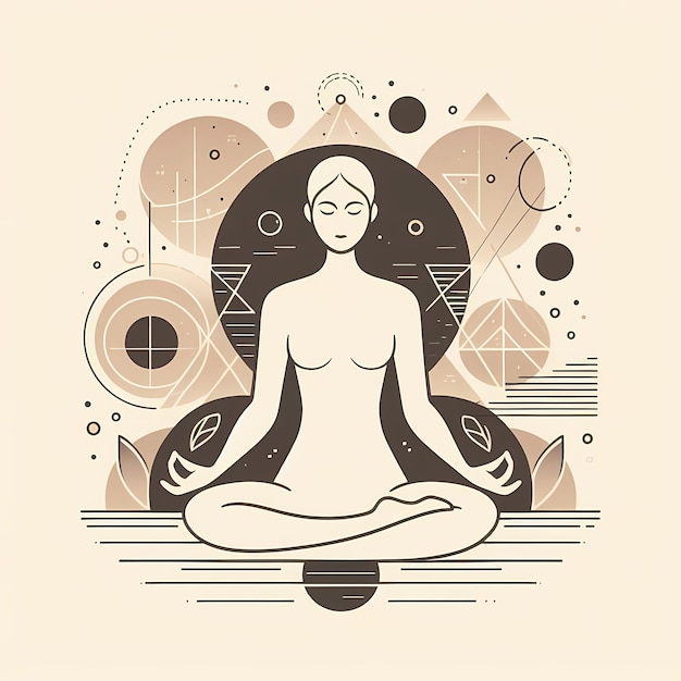 un dibujo de una mujer en una postura de yoga ilustración del concepto de autocontrol