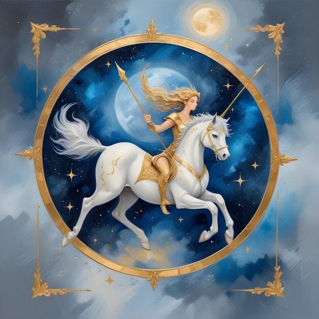 Foto un dibujo de una mujer sagitario signo zodiacal sagitario